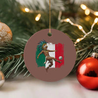 Aztec Warrior Playing Soccer Ceramic Ornament Mexican Pride Football Fan Gift