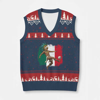 Aztec Warrior Playing Soccer V-Neck Knit Sweater Vest Mexican Pride Football Fan Gift