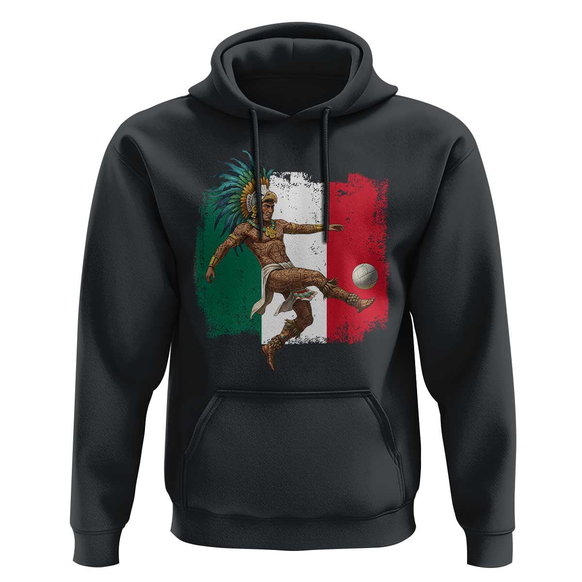 Aztec Warrior Playing Soccer Hoodie Mexican Pride Football Fan Gift