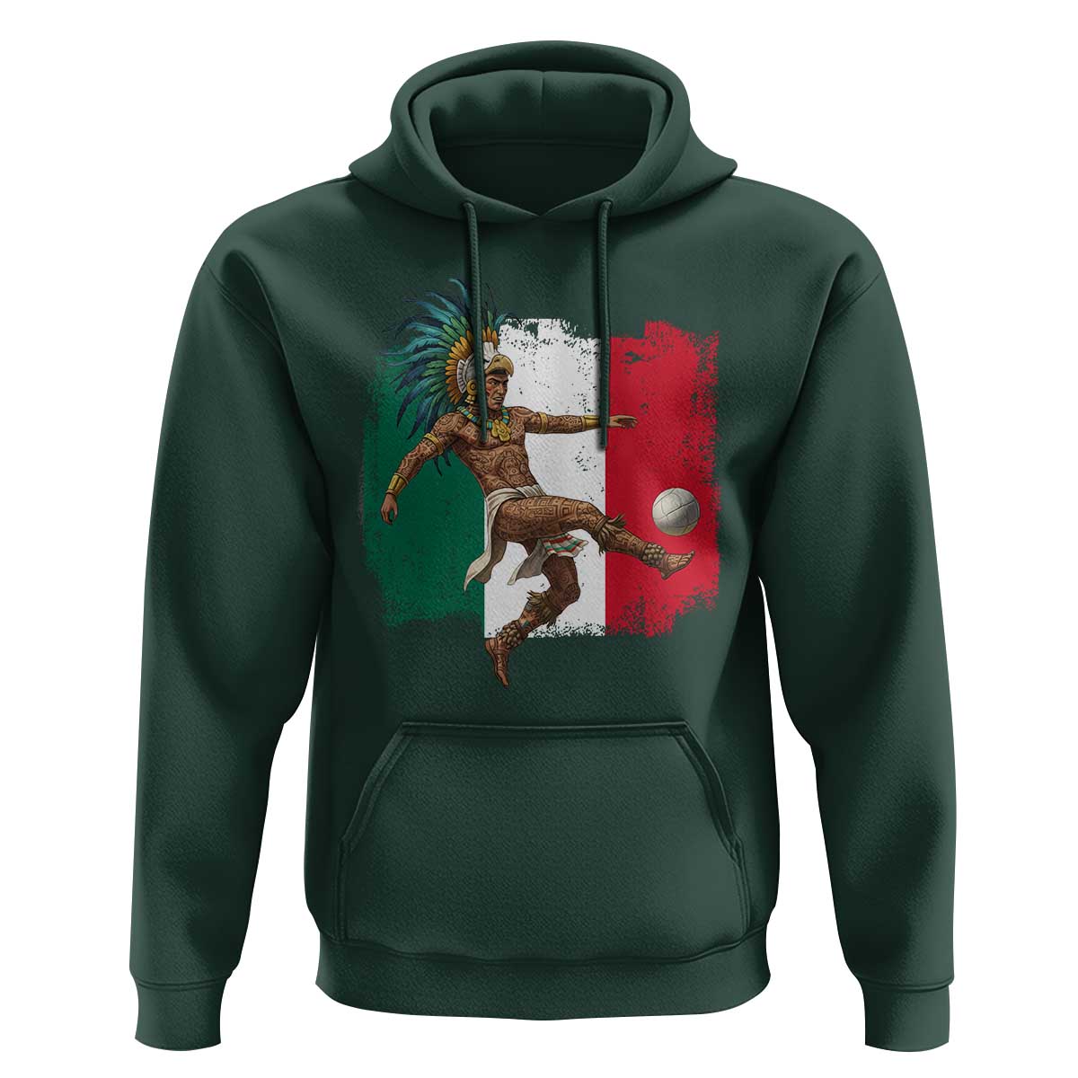 Aztec Warrior Playing Soccer Hoodie Mexican Pride Football Fan Gift