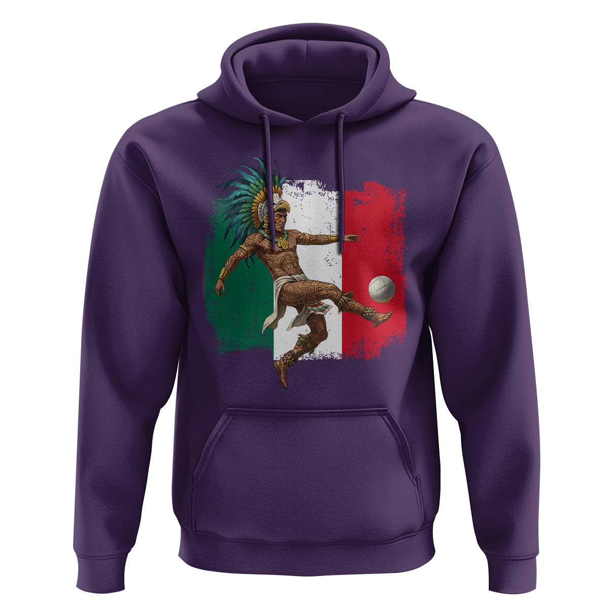 Aztec Warrior Playing Soccer Hoodie Mexican Pride Football Fan Gift