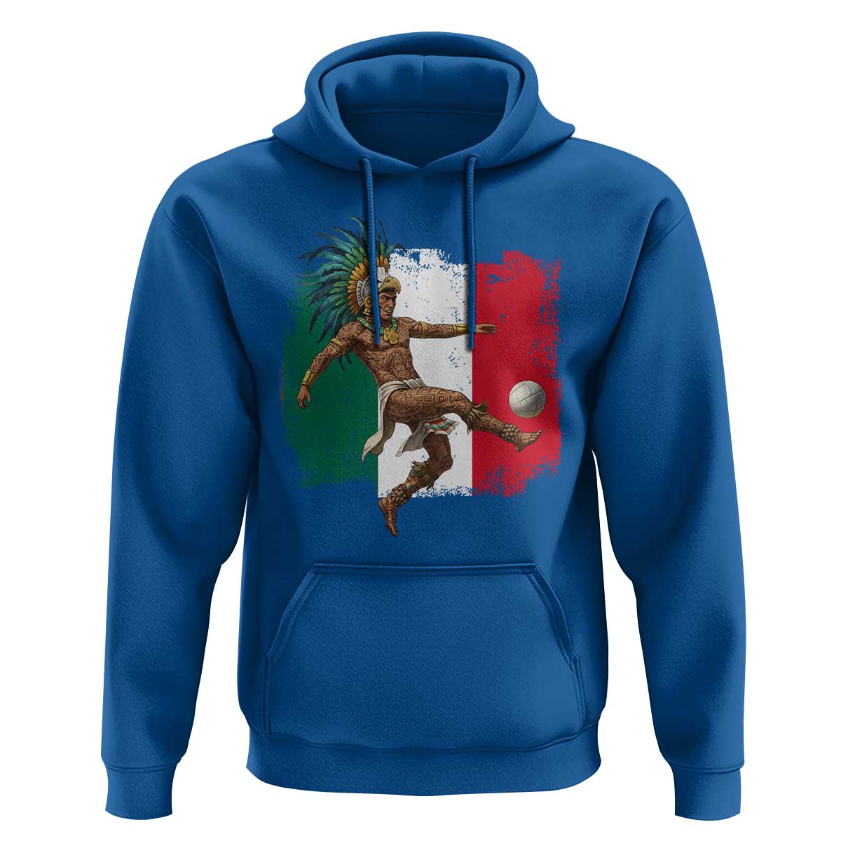 Aztec Warrior Playing Soccer Hoodie Mexican Pride Football Fan Gift