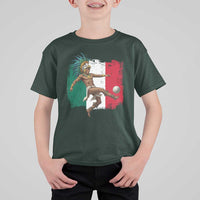 Aztec Warrior Playing Soccer T Shirt For Kid Mexican Pride Football Fan Gift