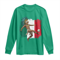Aztec Warrior Playing Soccer Long Sleeve Shirt Mexican Pride Football Fan Gift