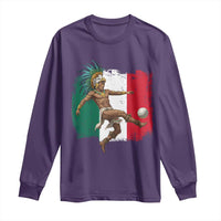 Aztec Warrior Playing Soccer Long Sleeve Shirt Mexican Pride Football Fan Gift
