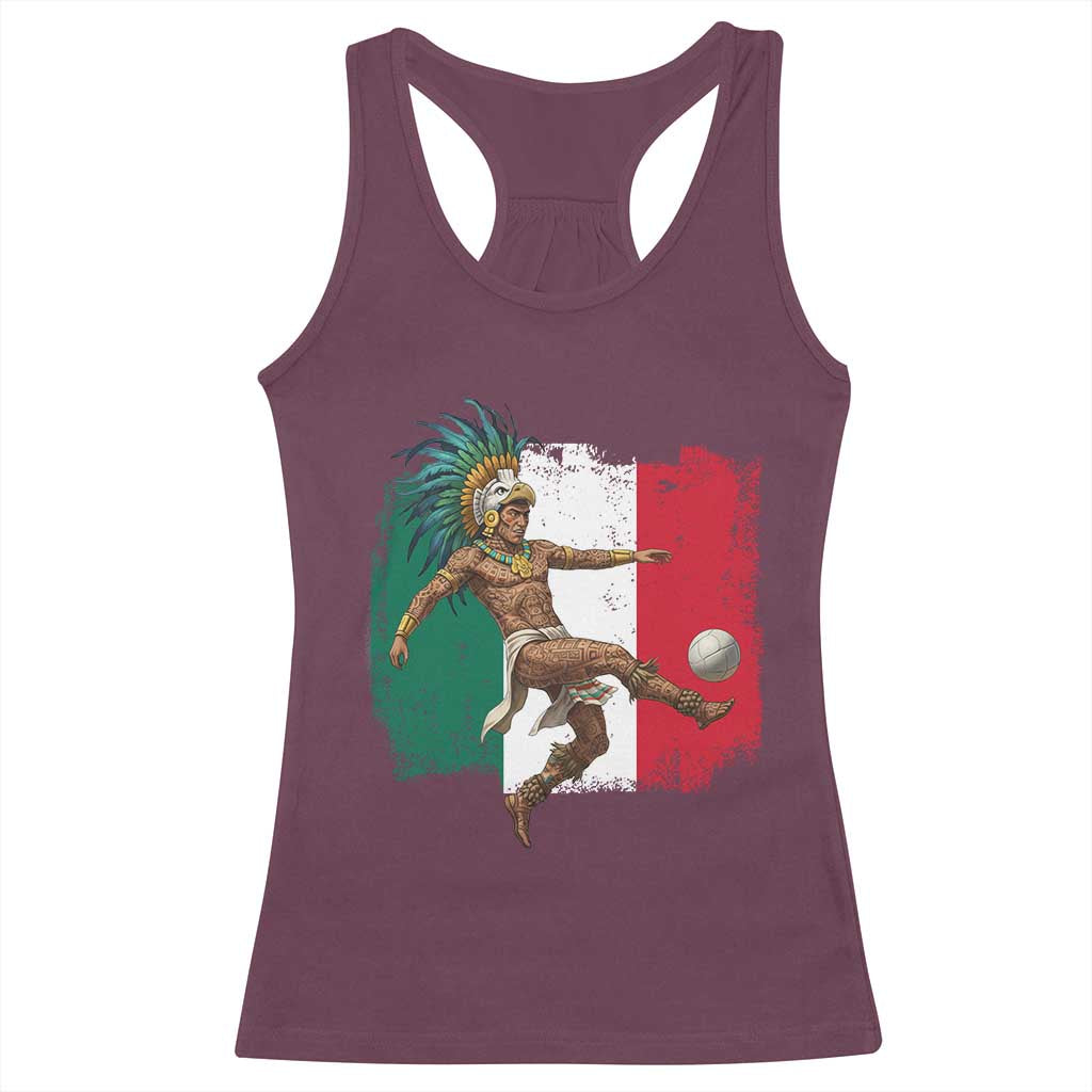 Aztec Warrior Playing Soccer Racerback Tank Top Mexican Pride Football Fan Gift