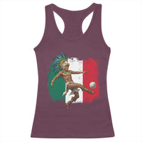 Aztec Warrior Playing Soccer Racerback Tank Top Mexican Pride Football Fan Gift