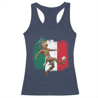 Aztec Warrior Playing Soccer Racerback Tank Top Mexican Pride Football Fan Gift