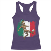 Aztec Warrior Playing Soccer Racerback Tank Top Mexican Pride Football Fan Gift