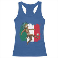 Aztec Warrior Playing Soccer Racerback Tank Top Mexican Pride Football Fan Gift