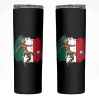 Aztec Warrior Playing Soccer Skinny Tumbler Mexican Pride Football Fan Gift