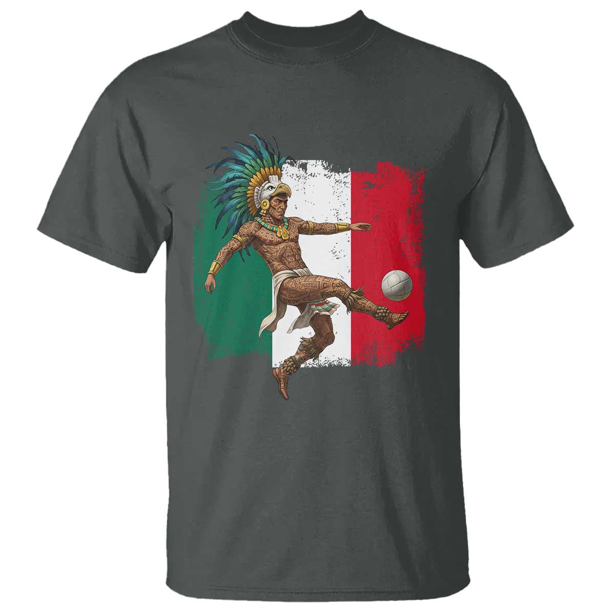 Aztec Warrior Playing Soccer T Shirt Mexican Pride Football Fan Gift