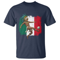 Aztec Warrior Playing Soccer T Shirt Mexican Pride Football Fan Gift