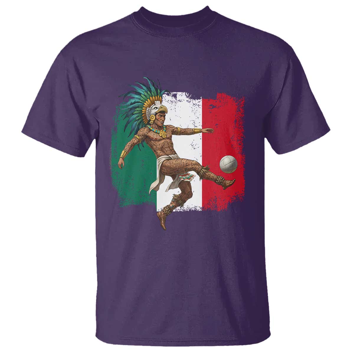 Aztec Warrior Playing Soccer T Shirt Mexican Pride Football Fan Gift
