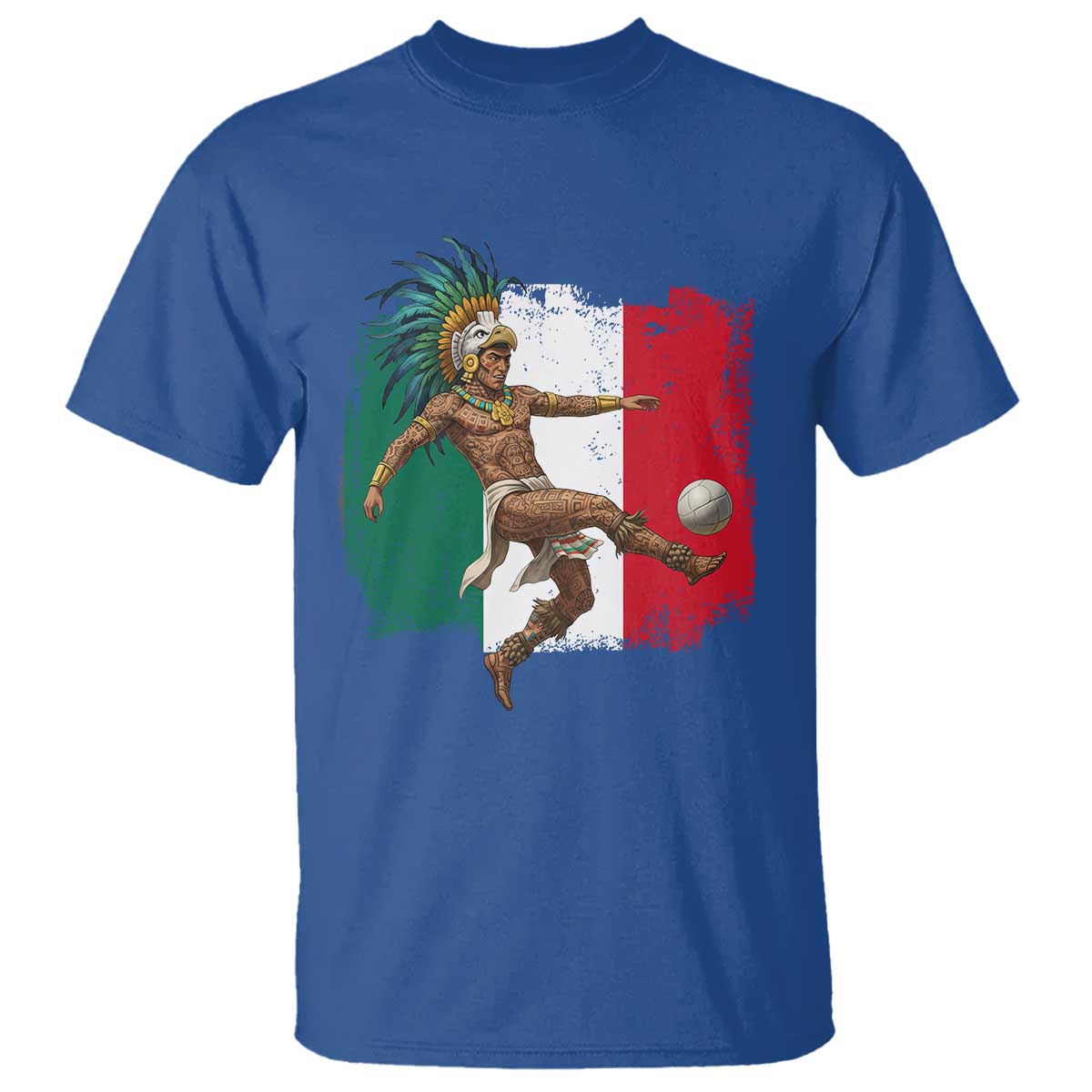 Aztec Warrior Playing Soccer T Shirt Mexican Pride Football Fan Gift