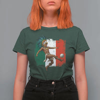 Aztec Warrior Playing Soccer T Shirt For Women Mexican Pride Football Fan Gift