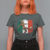 Aztec Warrior Playing Soccer T Shirt For Women Mexican Pride Football Fan Gift