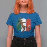 Aztec Warrior Playing Soccer T Shirt For Women Mexican Pride Football Fan Gift