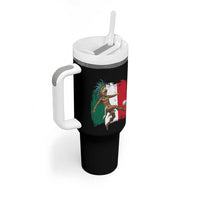 Aztec Warrior Playing Soccer Tumbler With Handle Mexican Pride Football Fan Gift