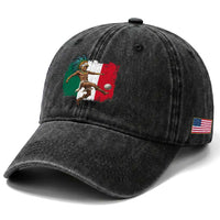Aztec Warrior Playing Soccer Washed Cotton Baseball Cap Mexican Pride Football Fan Gift