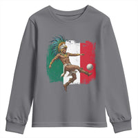 Aztec Warrior Playing Soccer Youth Sweatshirt Mexican Pride Football Fan Gift