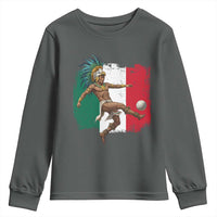 Aztec Warrior Playing Soccer Youth Sweatshirt Mexican Pride Football Fan Gift