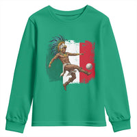 Aztec Warrior Playing Soccer Youth Sweatshirt Mexican Pride Football Fan Gift