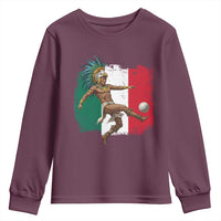 Aztec Warrior Playing Soccer Youth Sweatshirt Mexican Pride Football Fan Gift