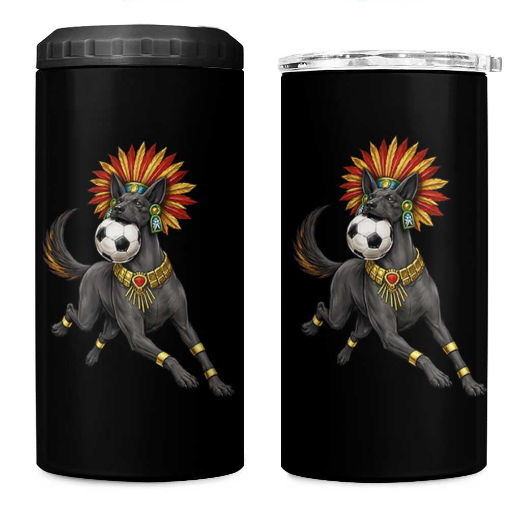 Xolo Dog Soccer Aztec Mexican Fan Gift 4 in 1 Can Cooler Tumbler