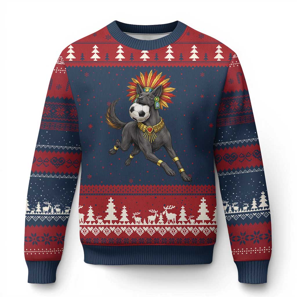 Xolo Dog Soccer Aztec Mexican Fan Gift Ugly Christmas Sweater