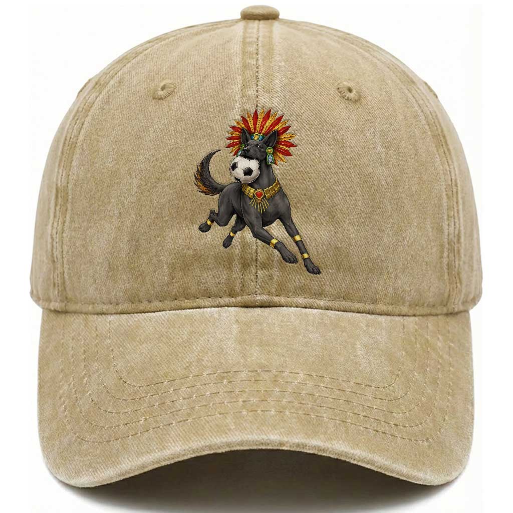 Xolo Dog Soccer Aztec Mexican Fan Gift Washed Cotton Baseball Cap