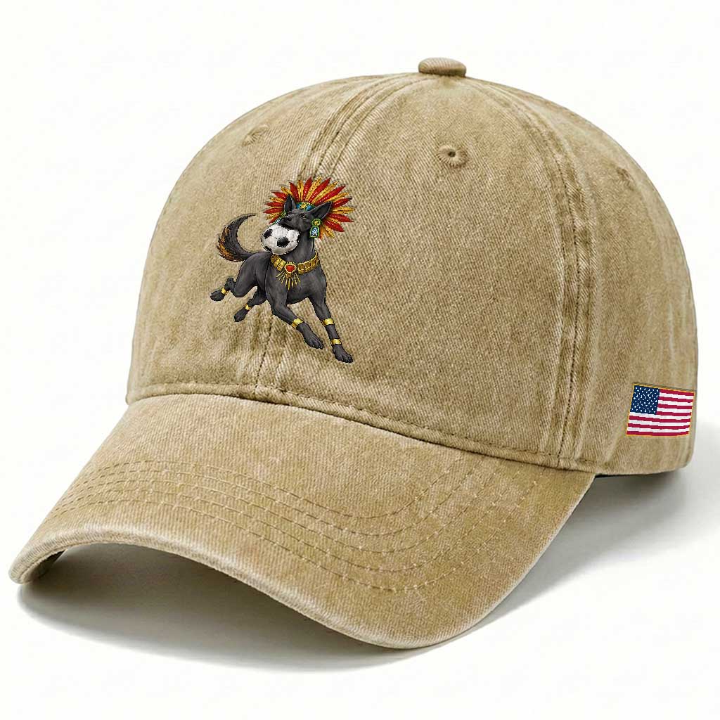 Xolo Dog Soccer Aztec Mexican Fan Gift Washed Cotton Baseball Cap