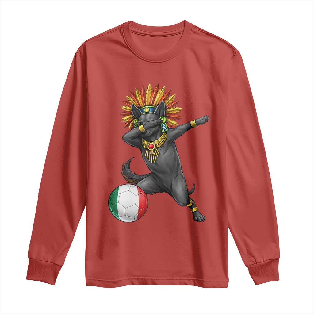 Aztec Xolo Dog Soccer Long Sleeve Shirt Mexican Heritage Fan Gift