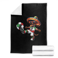 Funny Mexican Xolo Dog Playing Soccer Throw Blanket Football Fan Gift