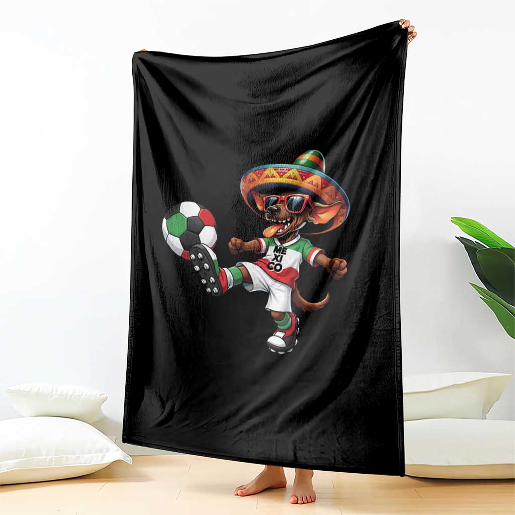 Funny Mexican Xolo Dog Playing Soccer Throw Blanket Football Fan Gift