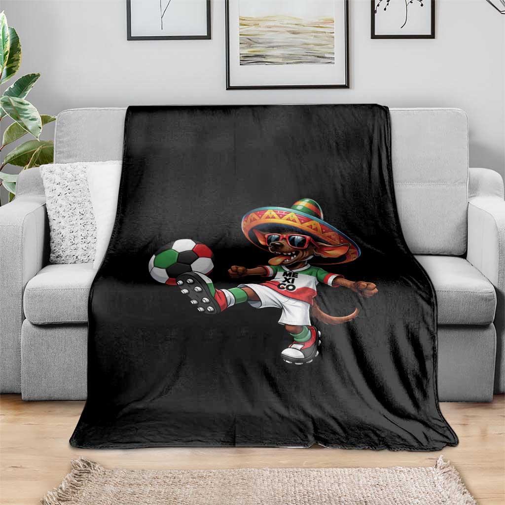 Funny Mexican Xolo Dog Playing Soccer Throw Blanket Football Fan Gift