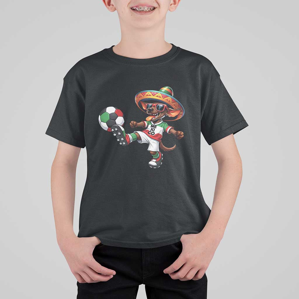 Funny Mexican Xolo Dog Playing Soccer T Shirt For Kid Football Fan Gift