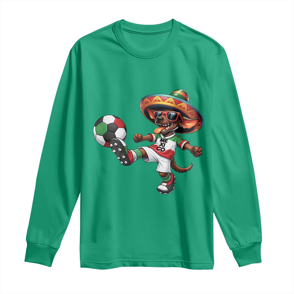 Funny Mexican Xolo Dog Playing Soccer Long Sleeve Shirt Football Fan Gift