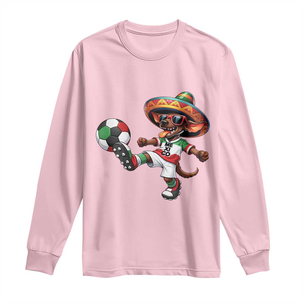 Funny Mexican Xolo Dog Playing Soccer Long Sleeve Shirt Football Fan Gift