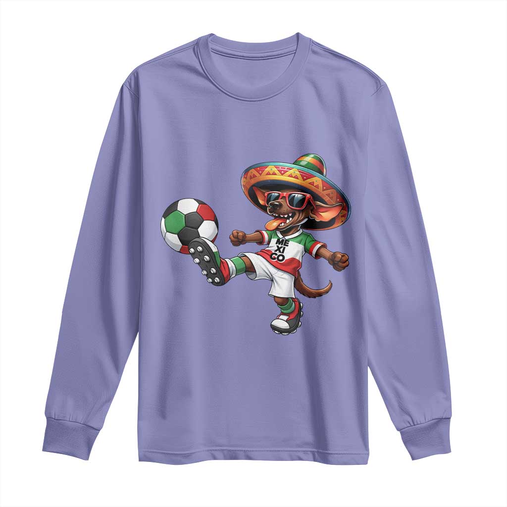 Funny Mexican Xolo Dog Playing Soccer Long Sleeve Shirt Football Fan Gift