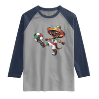 Funny Mexican Xolo Dog Playing Soccer Raglan Shirt Football Fan Gift
