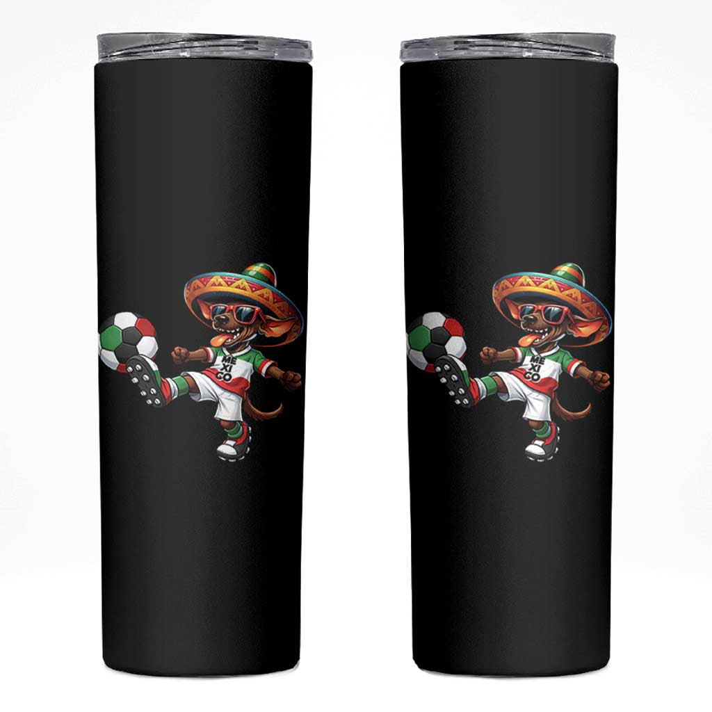 Funny Mexican Xolo Dog Playing Soccer Skinny Tumbler Football Fan Gift