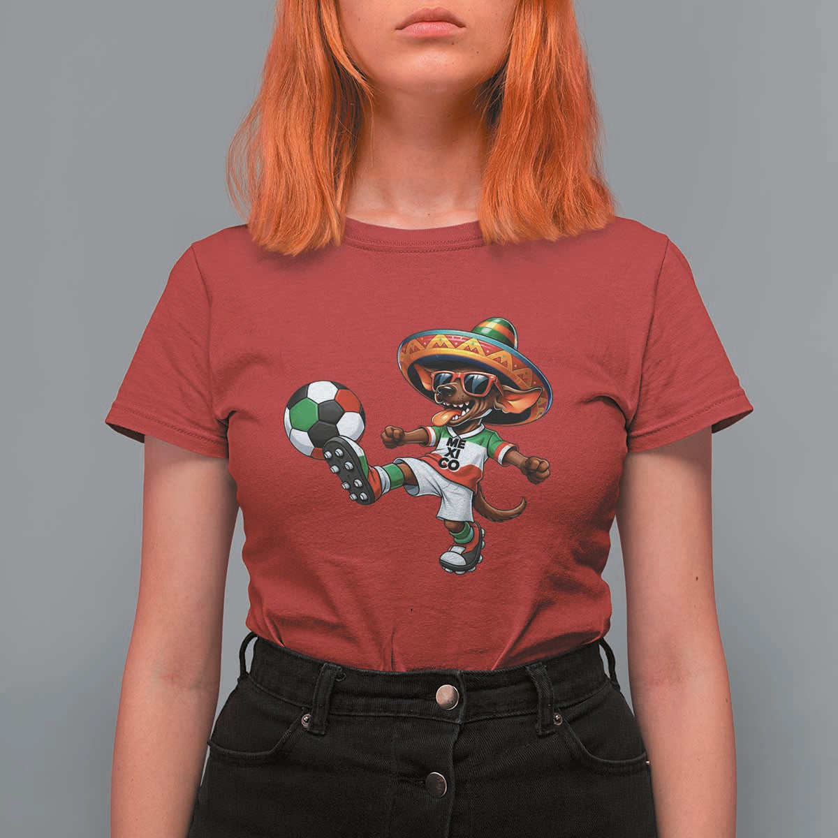 Funny Mexican Xolo Dog Playing Soccer T Shirt For Women Football Fan Gift