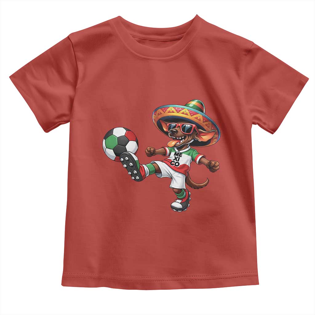 Funny Mexican Xolo Dog Playing Soccer Toddler T Shirt Football Fan Gift