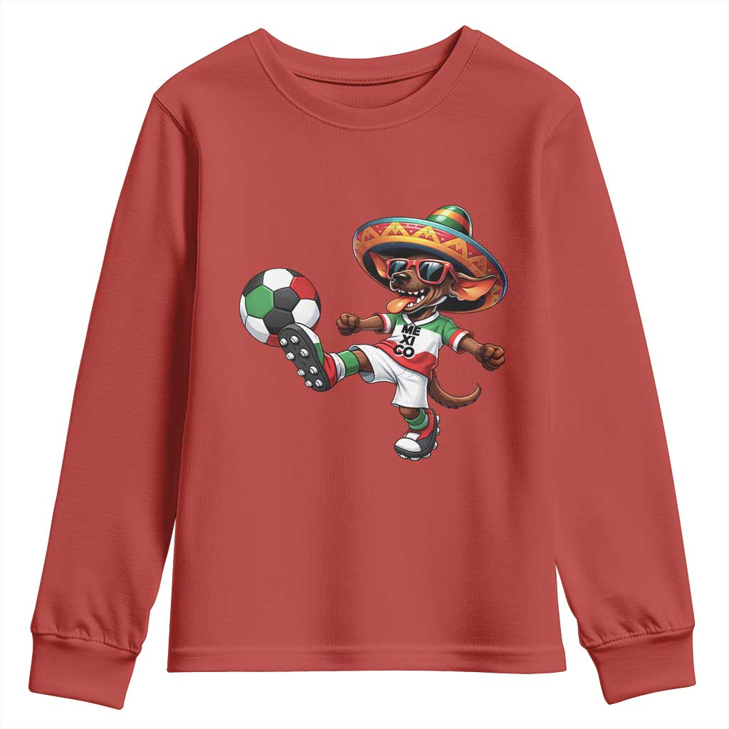 Funny Mexican Xolo Dog Playing Soccer Youth Sweatshirt Football Fan Gift