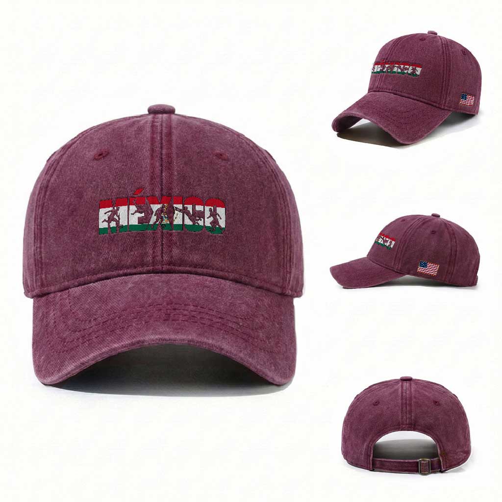 Mexico Soccer Lover Washed Cotton Baseball Cap World Football Fan Gift