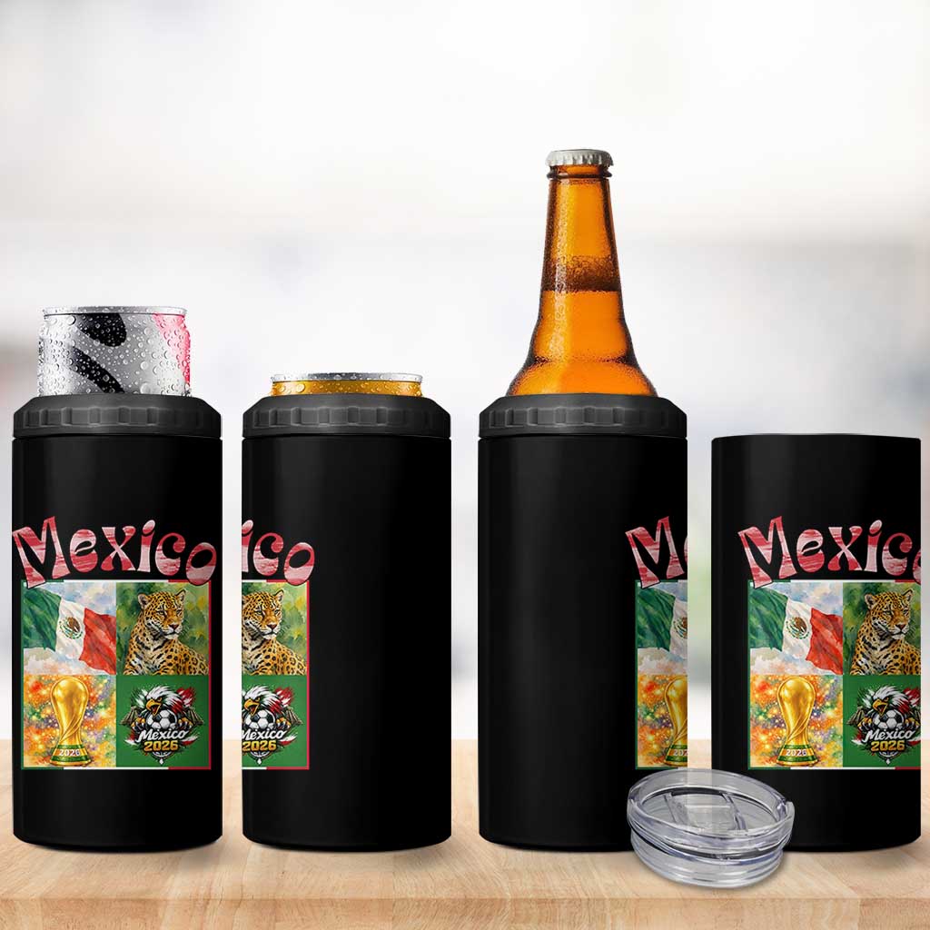 Mexico National Soccer Lover 4 in 1 Can Cooler Tumbler Patriotic Mexican Fan Gift