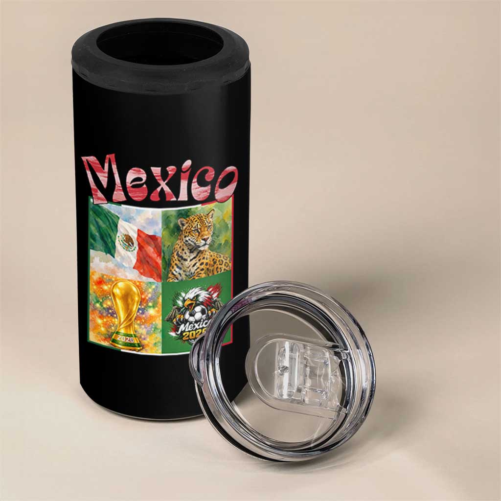 Mexico National Soccer Lover 4 in 1 Can Cooler Tumbler Patriotic Mexican Fan Gift