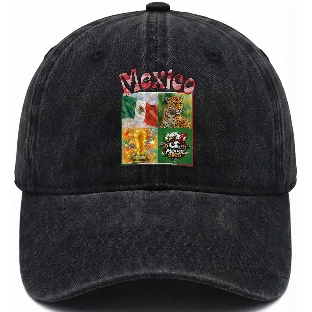 Mexico National Soccer Lover Washed Cotton Baseball Cap Patriotic Mexican Fan Gift