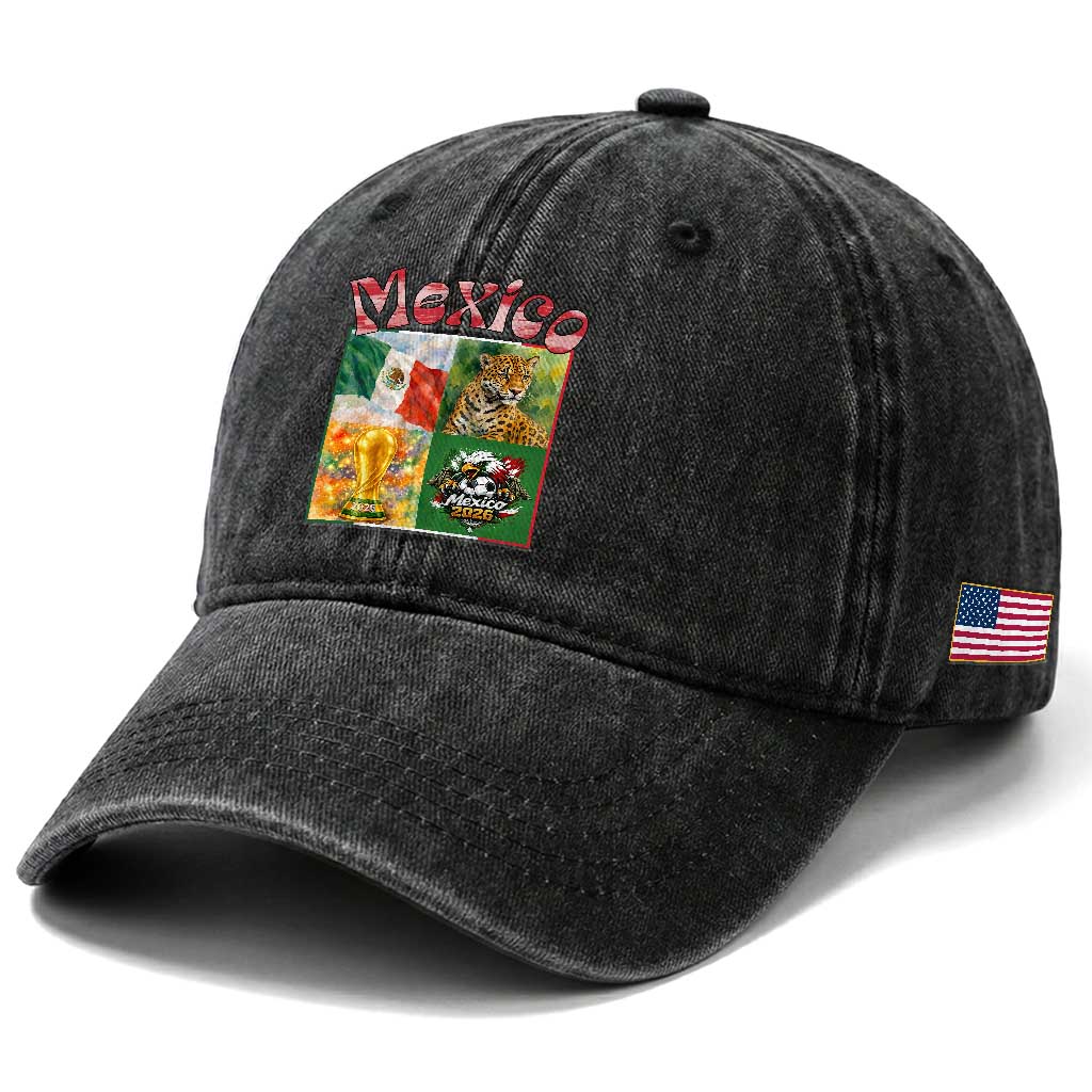 Mexico National Soccer Lover Washed Cotton Baseball Cap Patriotic Mexican Fan Gift